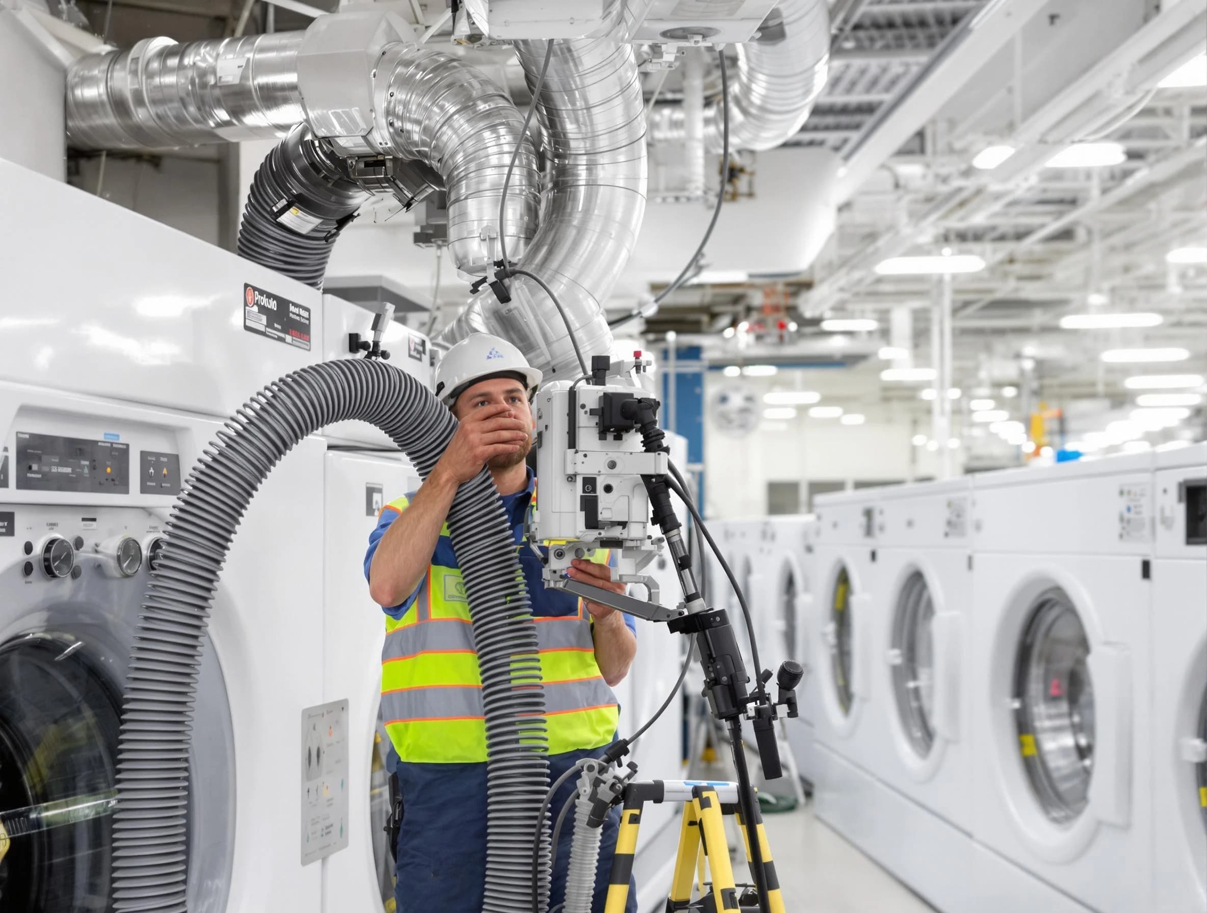 McCandless Dryer Vent Cleaning team performing commercial-grade dryer vent cleaning at a business facility in McCandless