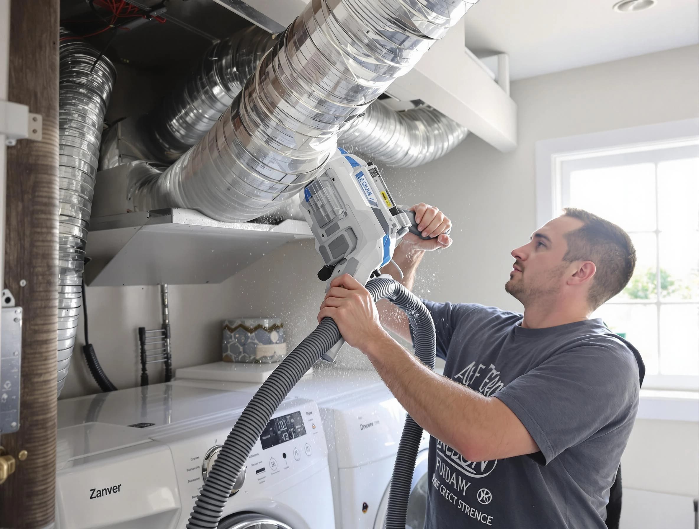 McCandless Dryer Vent Cleaning specialist cleaning deep within a dryer vent duct system in McCandless