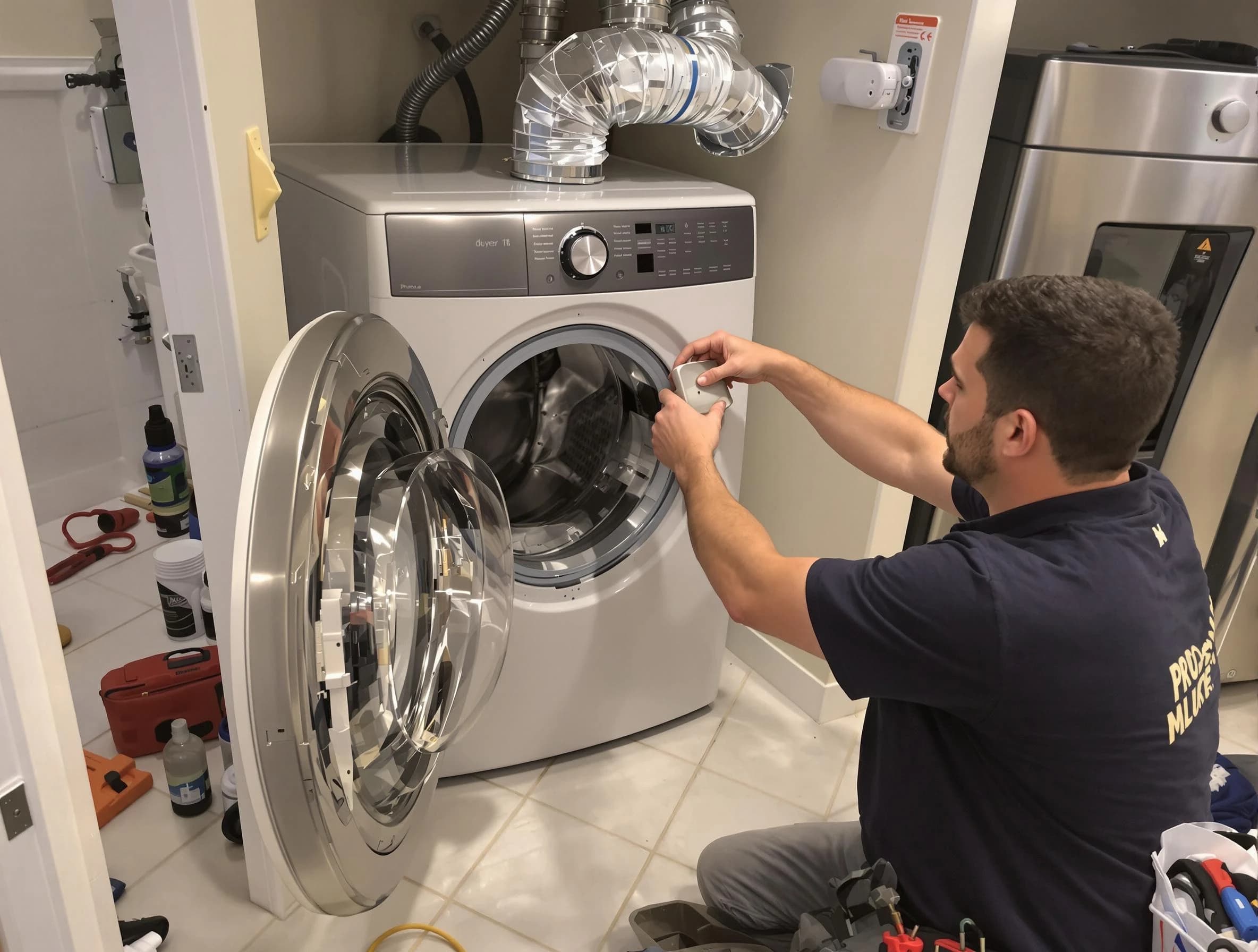 McCandless Dryer Vent Cleaning technician performing precise dryer vent hose installation in McCandless