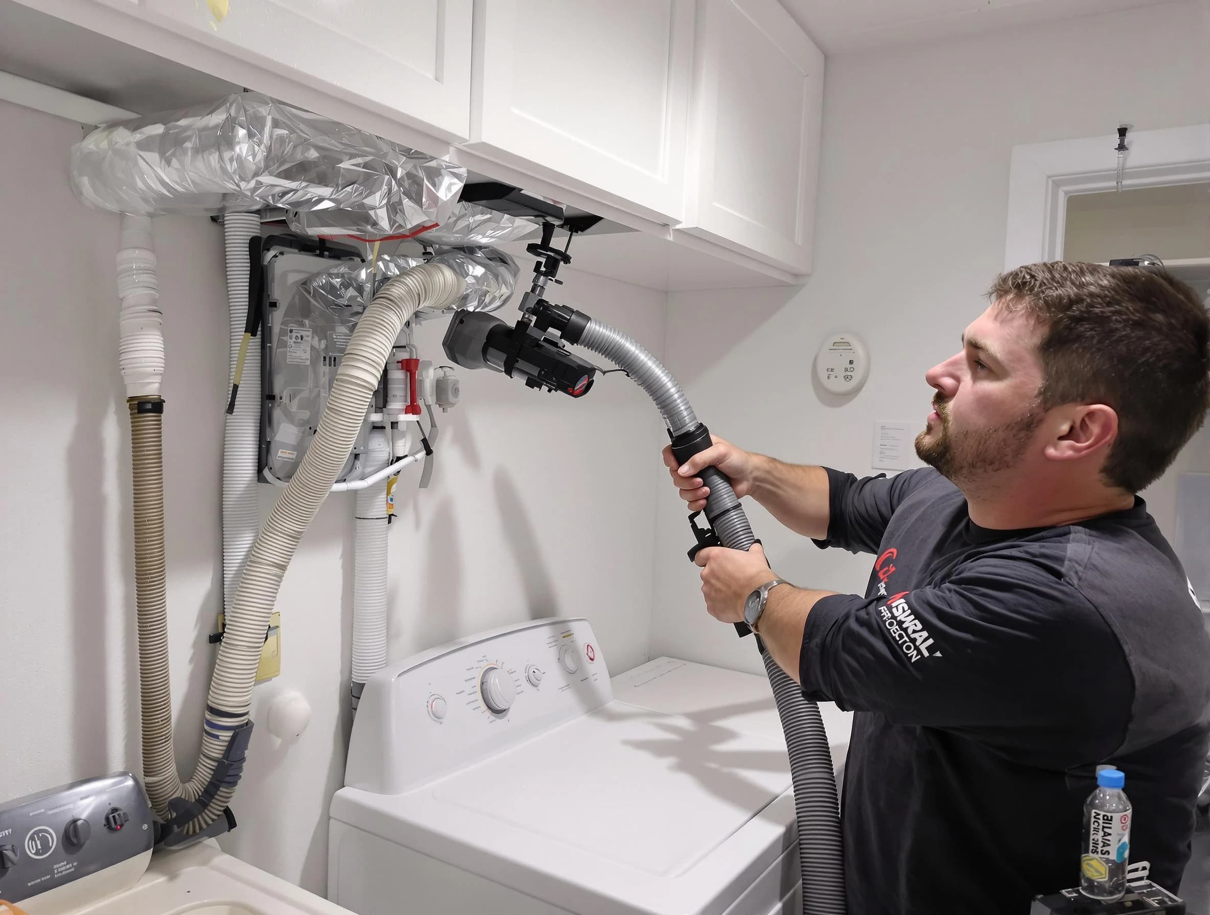 McCandless Dryer Vent Cleaning certified technician performing safety-focused gas dryer vent cleaning in McCandless