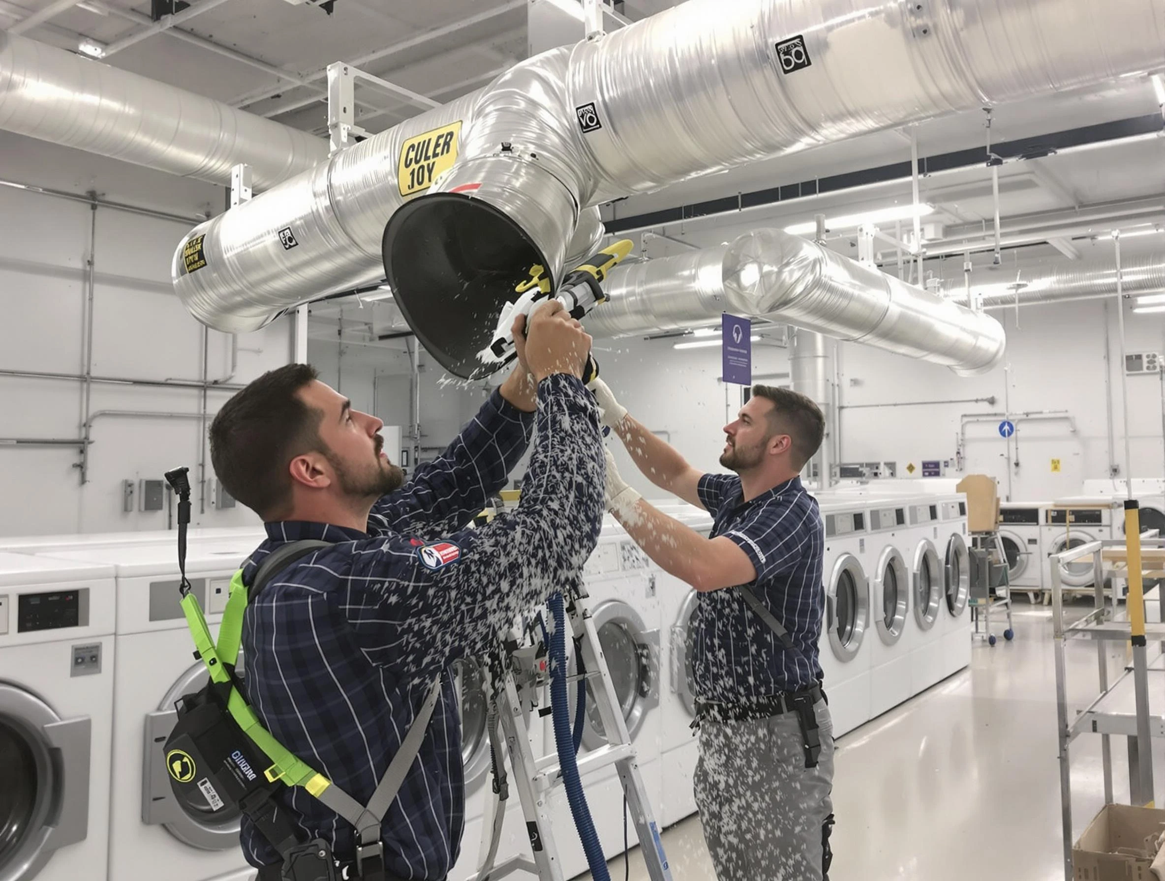 McCandless Dryer Vent Cleaning team performing large-scale commercial dryer vent cleaning in McCandless
